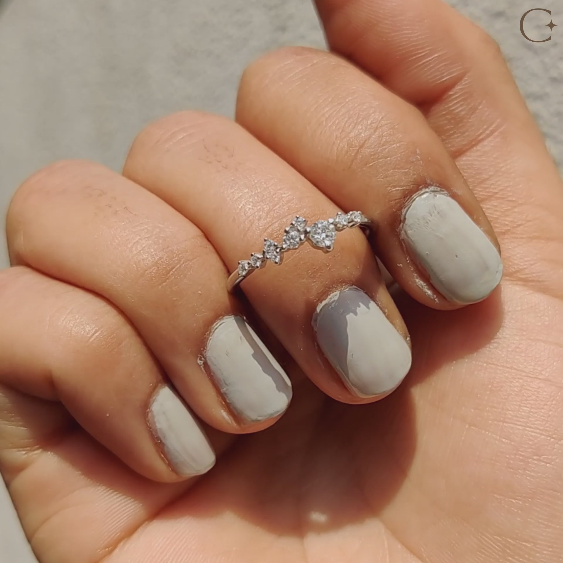 White Gold Round Diamond Cluster Wedding Band