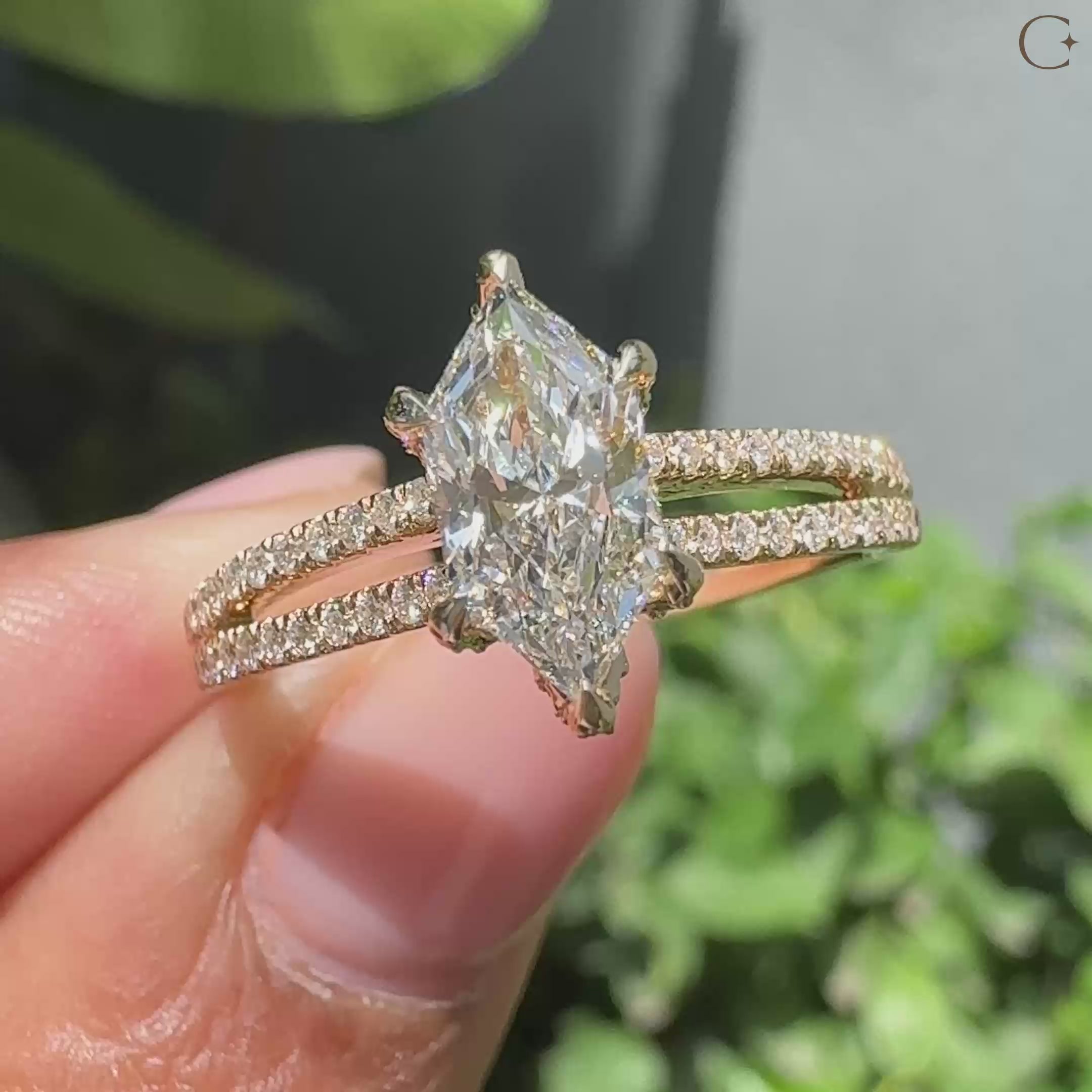 Lab Grown Diamond with tulip basket cathedral setting.