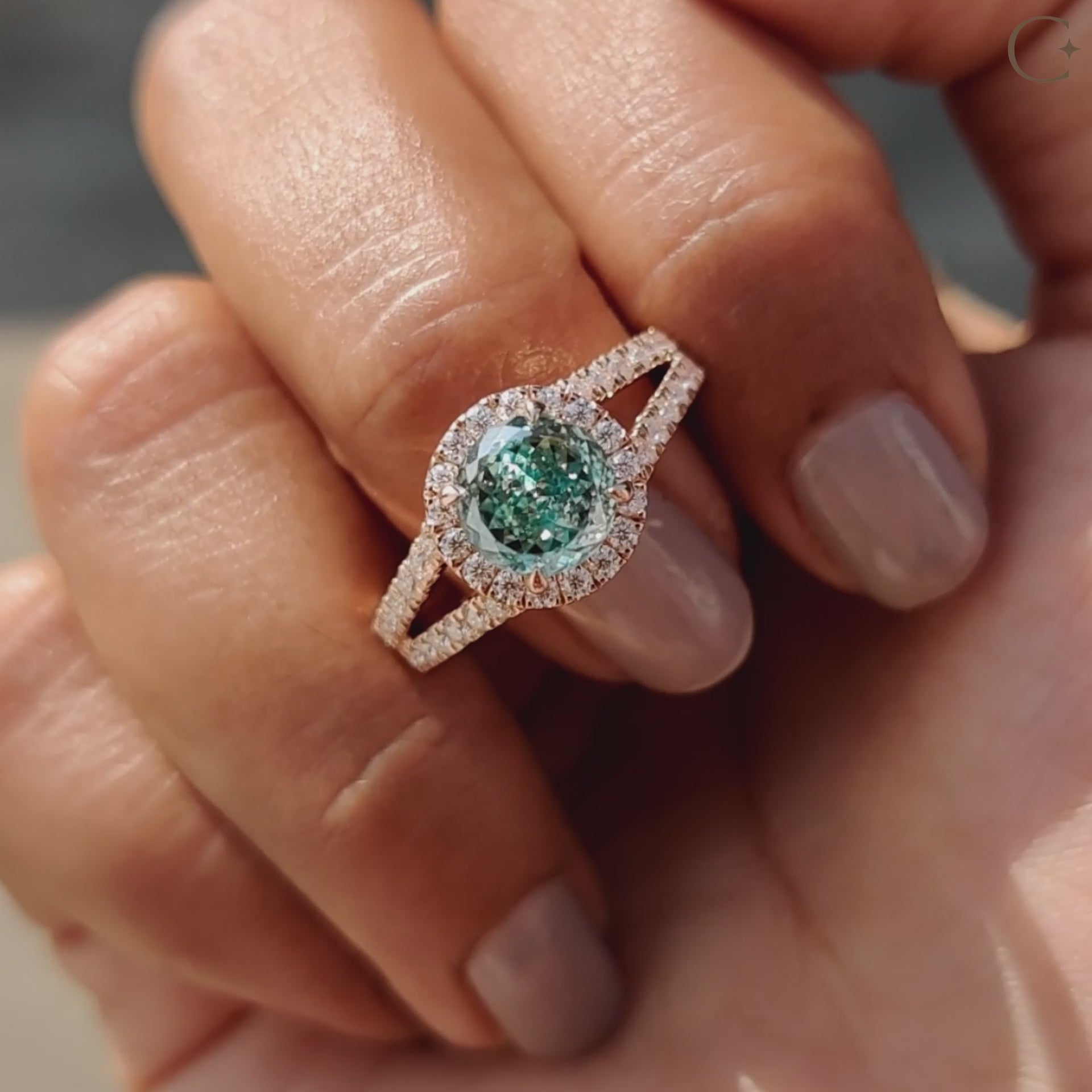 Halo Engagement Ring featuring a bold center stone.