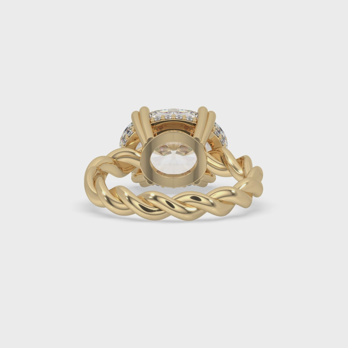 East West Oval Engagement with Hidden Halo