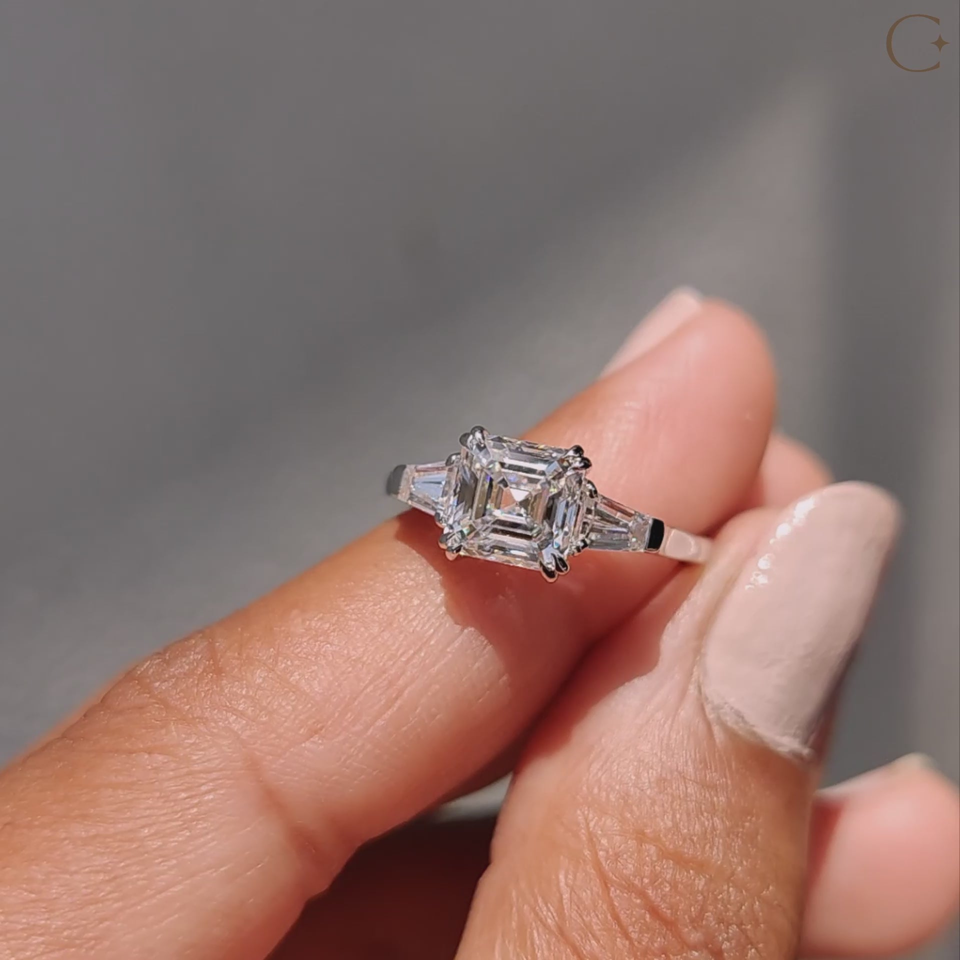 Asscher cut ring with a classic, elegant design.
