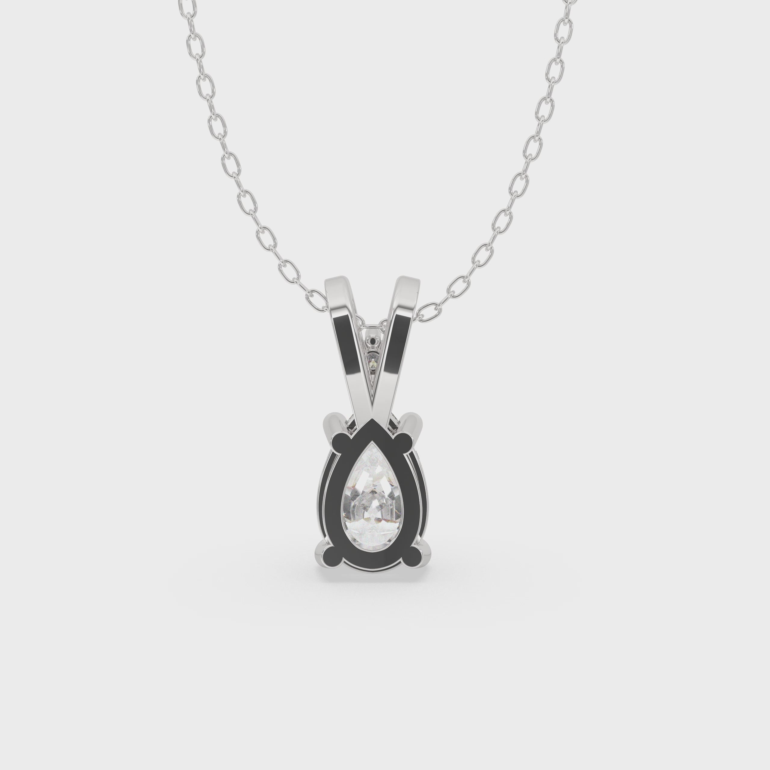 Pear Shaped Diamond Pendant - White Gold