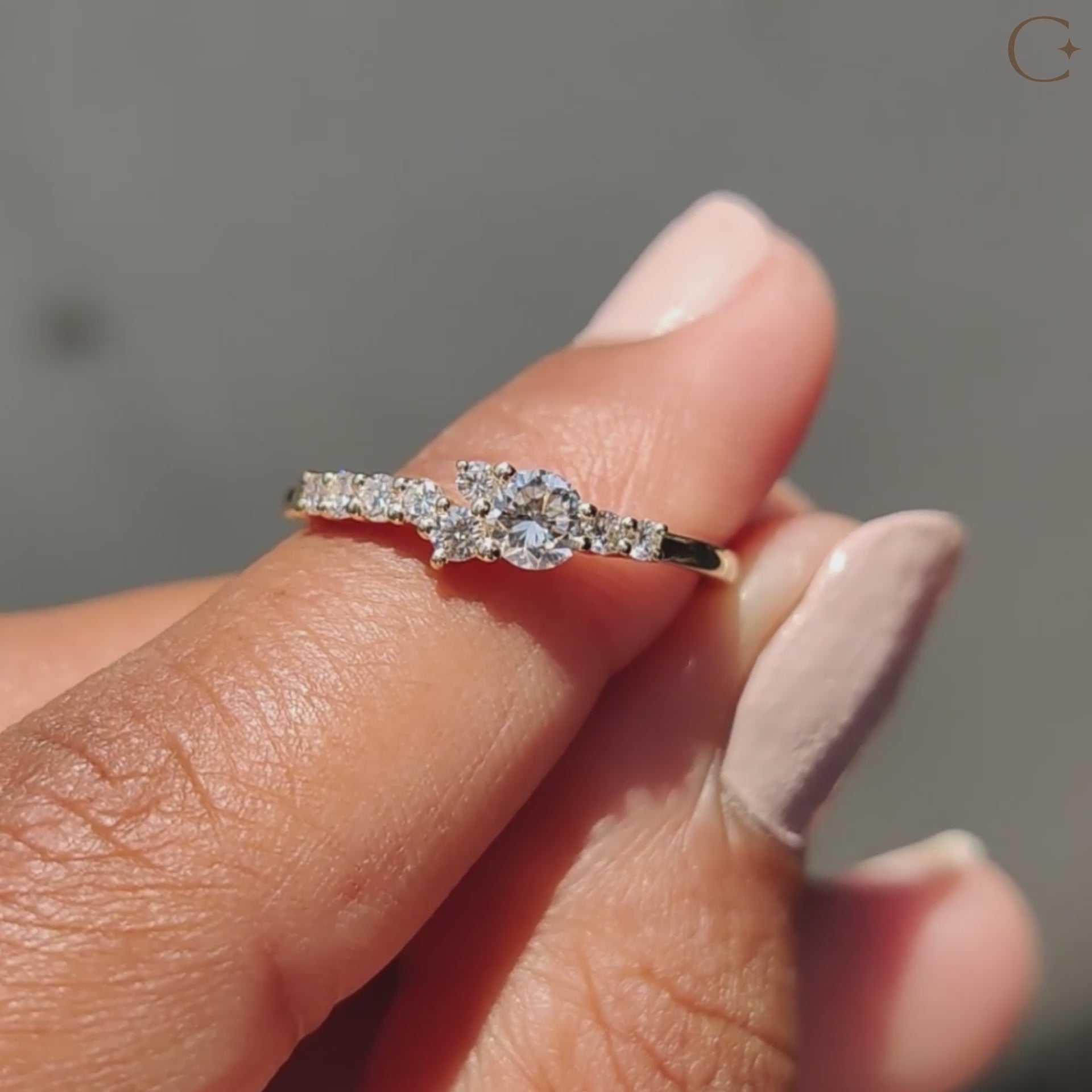 Round cut diamond ring with brilliant sparkle and shine.
