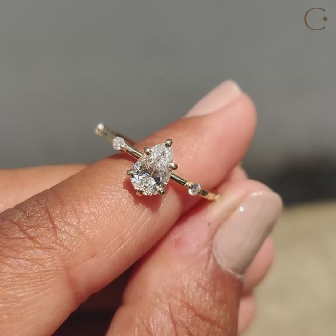 Yellow Gold Pear Cut Diamond Ring