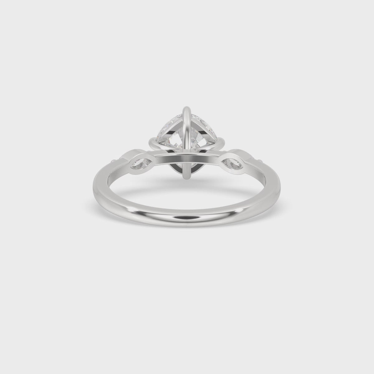 White Gold Cushion Cut Engagement Ring With Compass Prong Setting