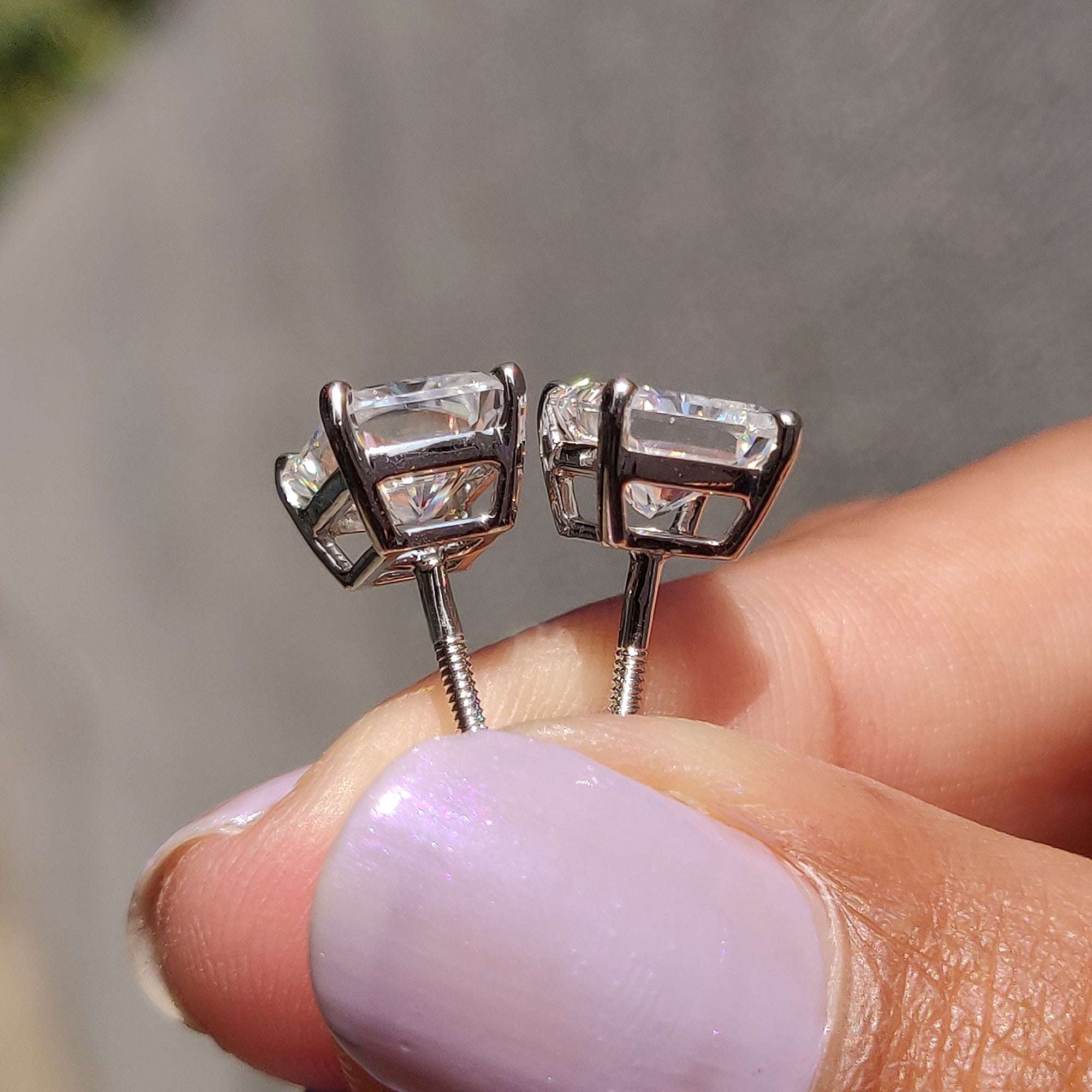 Birthday gifts for her crafted with Moissanite Earrings in radiant cut and screw back earrings.
