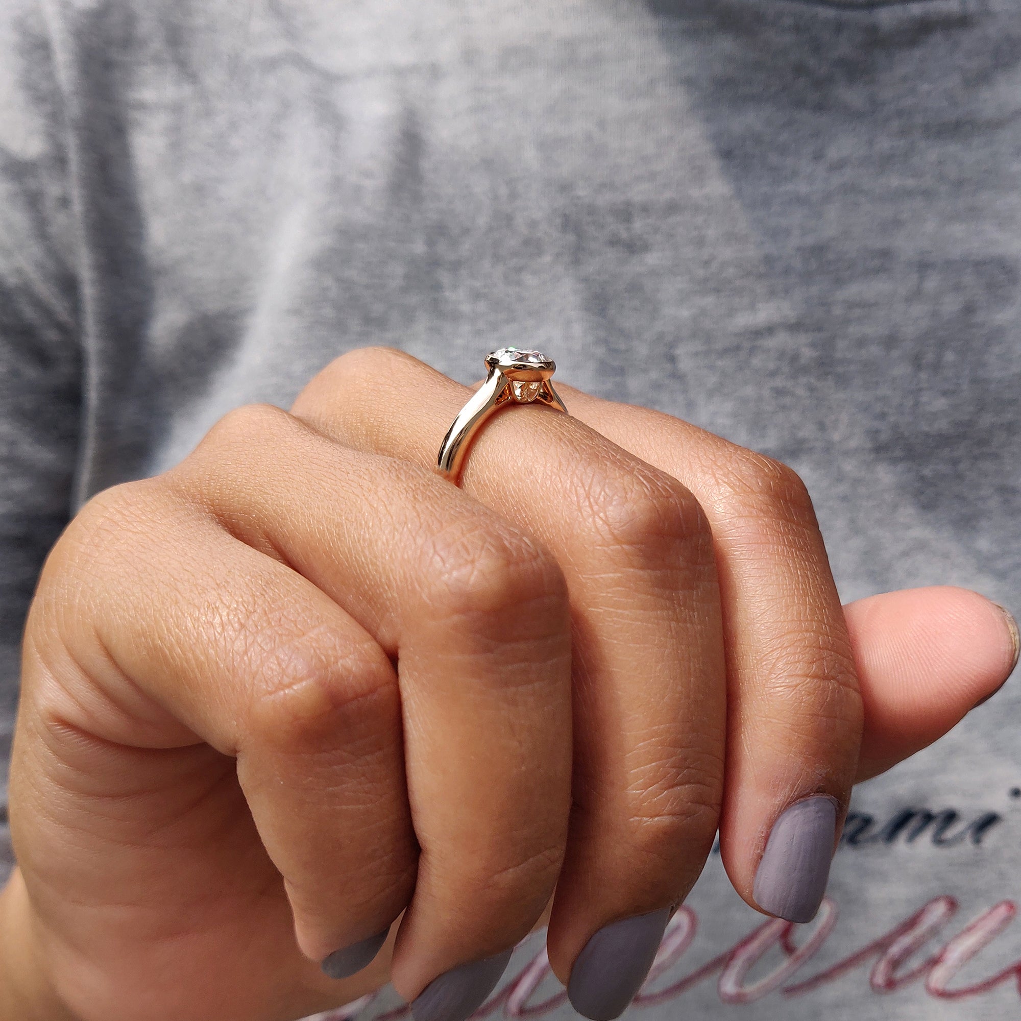 Solitaire ring crafted in rose gold.