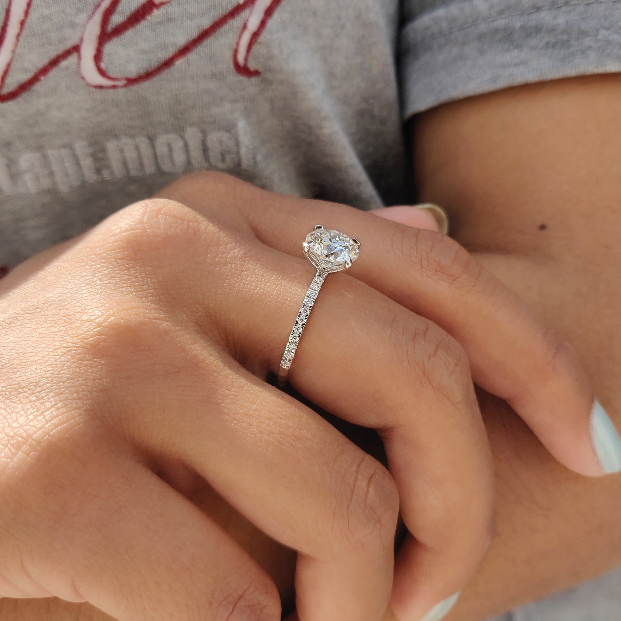 Unique engagement ring with a blend of charm and individuality.