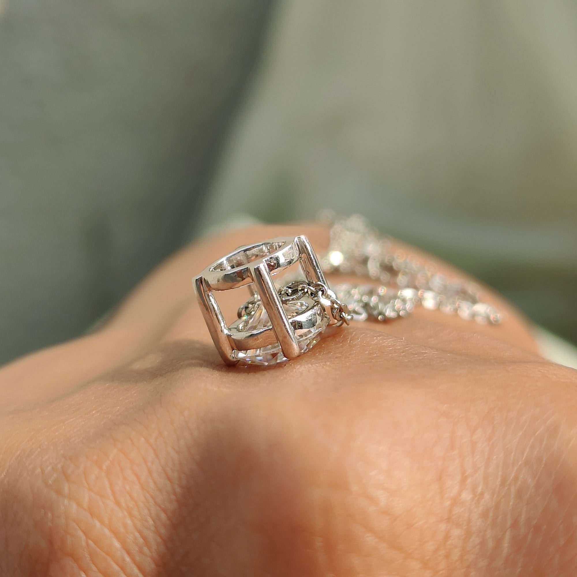 Round Cut Wedding pendant made as a Solitaire Wedding Pendant for women.
