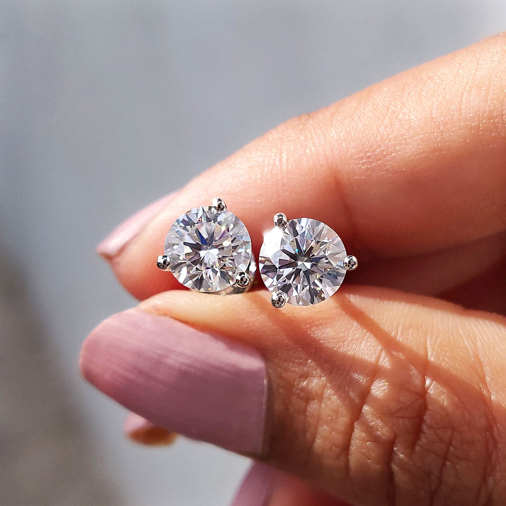 Round cut earrings in white gold earrings crafted for Wedding Gifts for Women.
