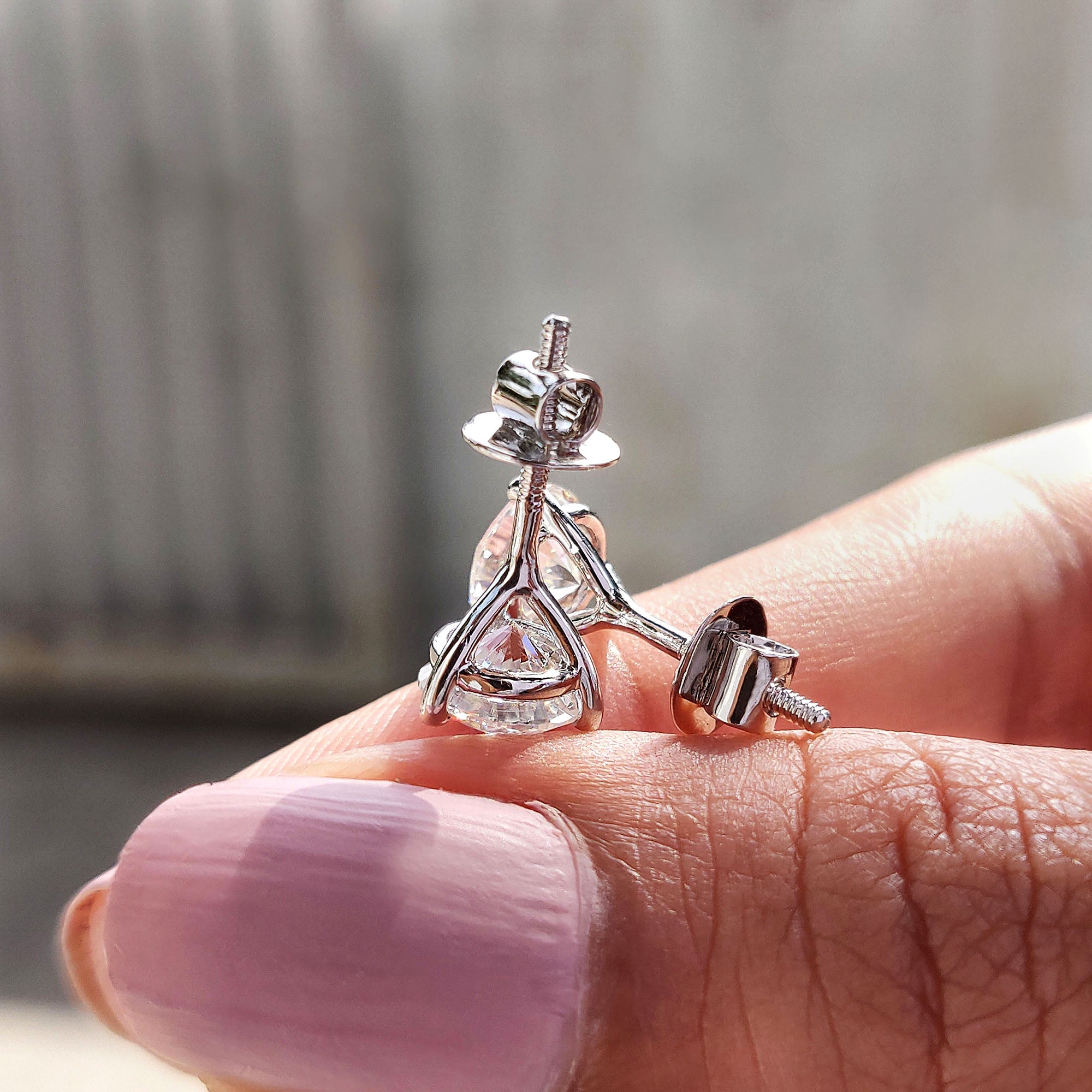 Moissanite Stud Earrings made with round cut earrings and handmade earrings finish.
