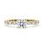 Round cut diamond ring in prong setting, ideal for engagements.
