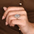 Oval cut diamond ring with snowflake and double halo

